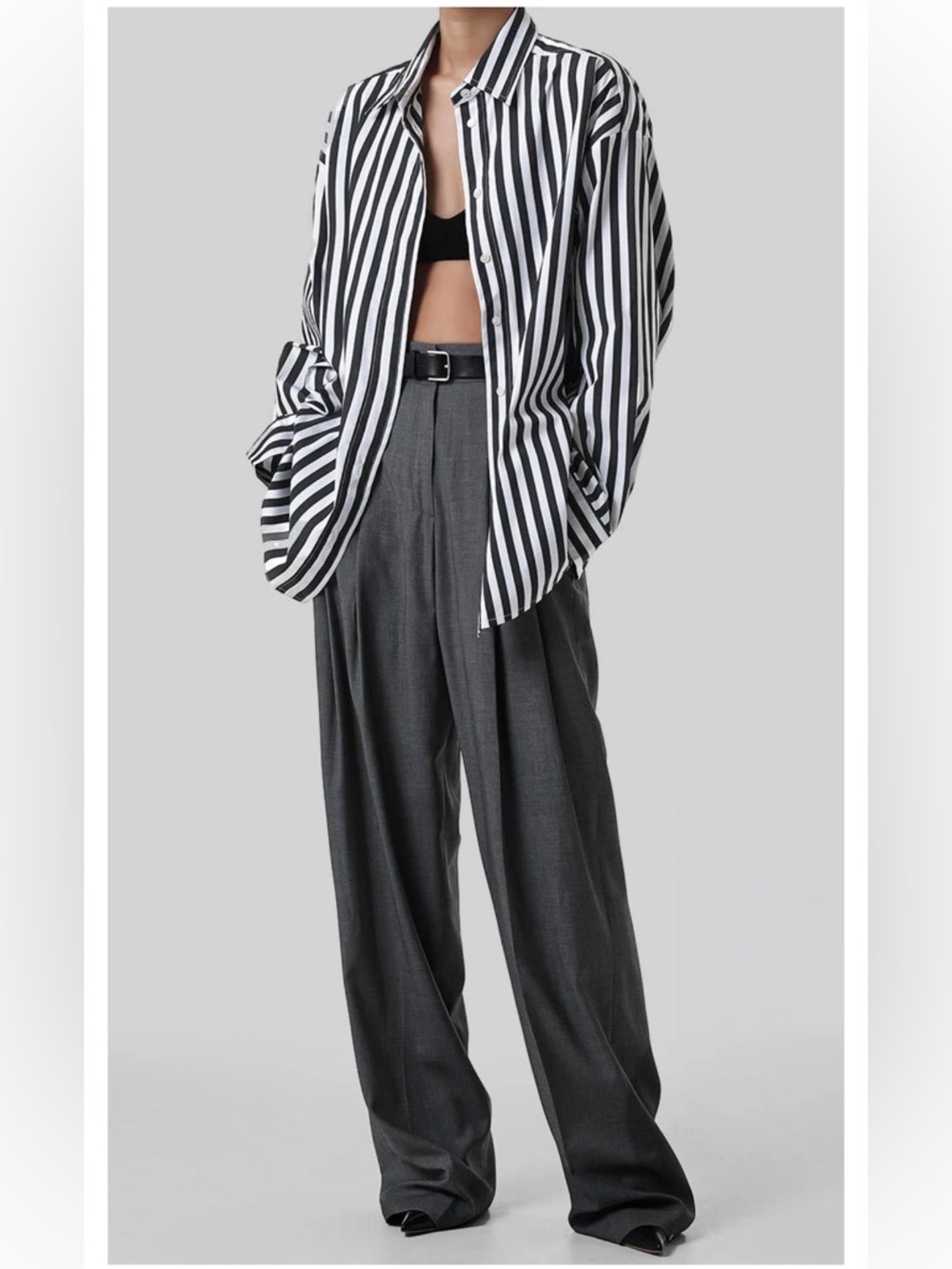 The Frankie Shop GELSO PLEATED TROUSERS - DARK GREY MELANGE